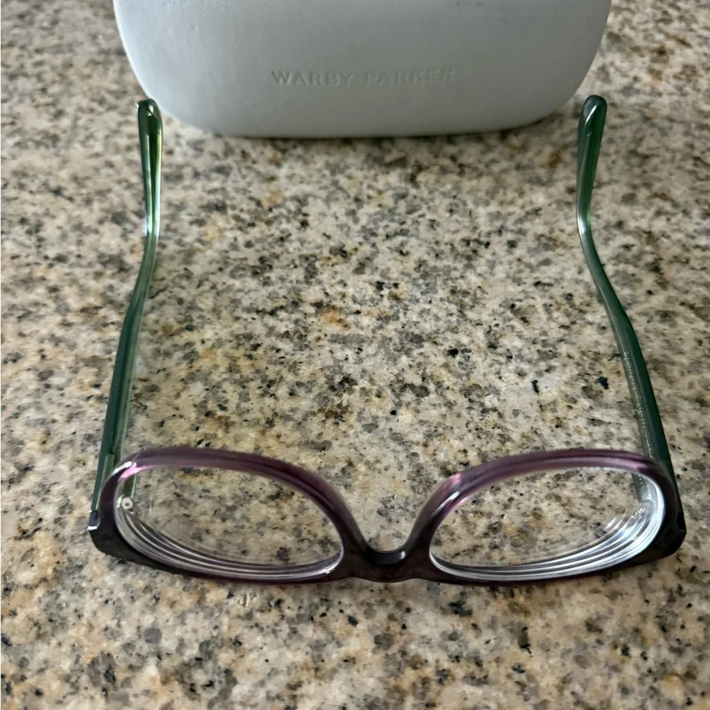 Warby Parker Plum and Green Eyeglasses with Case